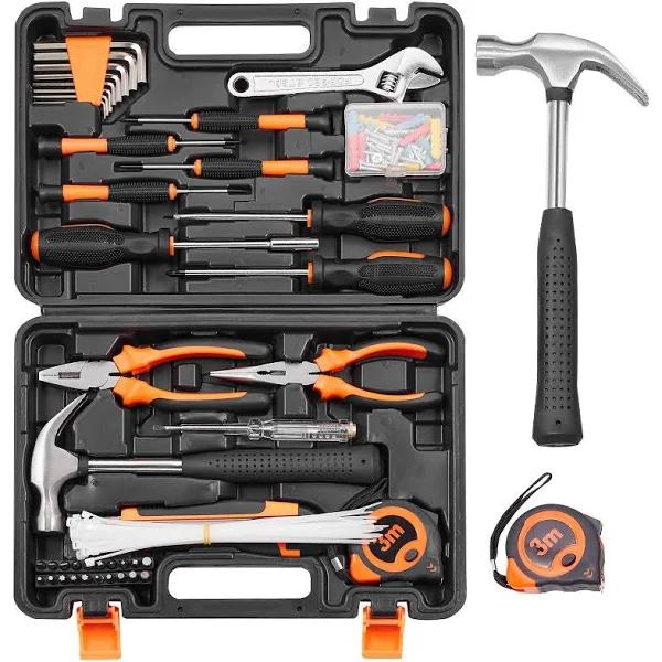 VEVOR Tool Kit 132 Piece General Household Hand Tool Set with Portable Tool Case