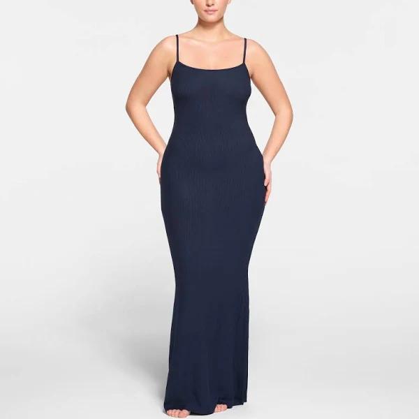 SKIMS Soft Lounge Long Slip Dress in Navy, Size L