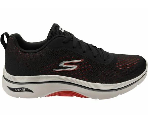 Skechers Mens Gowalk Arch Fit 2.0 Idyllic 2 Comfortable Lace Up Shoes - Black Red - 11 US or 29 cm