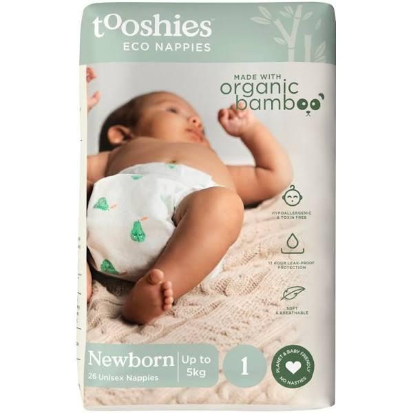 Tooshies Eco Nappies With Organic Bamboo Size 1 Newborn 3-5kg 26 Pack