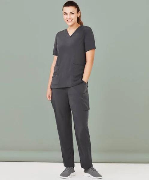 BizCare Womens Easy Fit V-Neck Scrub Top CST941LS Charcoal / XL