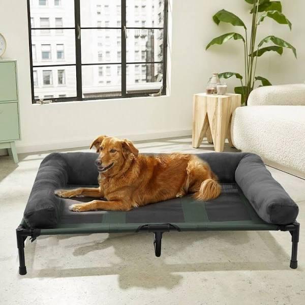 Mesh Pet Cot Elevated Dog Bed With Removable Bolster & Plush Covers