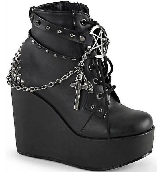 Poison-101 Black Platform Wedge Boots