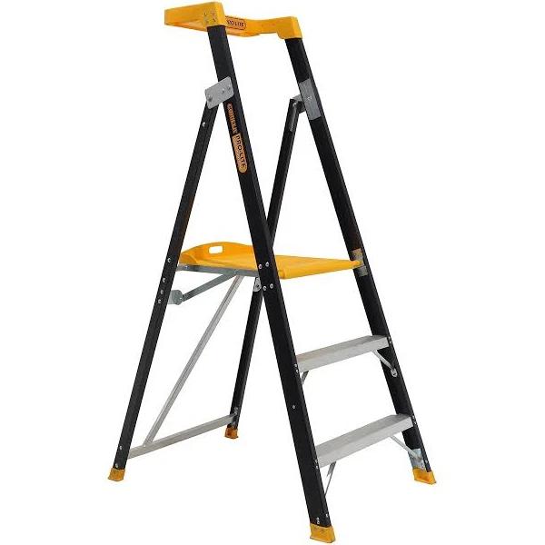 Gorilla Ladders Platform Ladder 3 Step (0.85m) Pro-Lite Fibreglass 150kg Industrial FPL003-PRO by tools.com