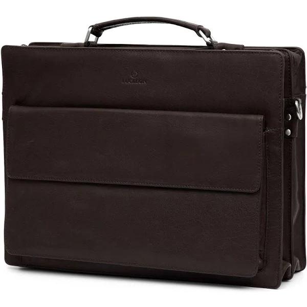 Montreal Brown Compact Leather Briefcase - for Men - Lucleon