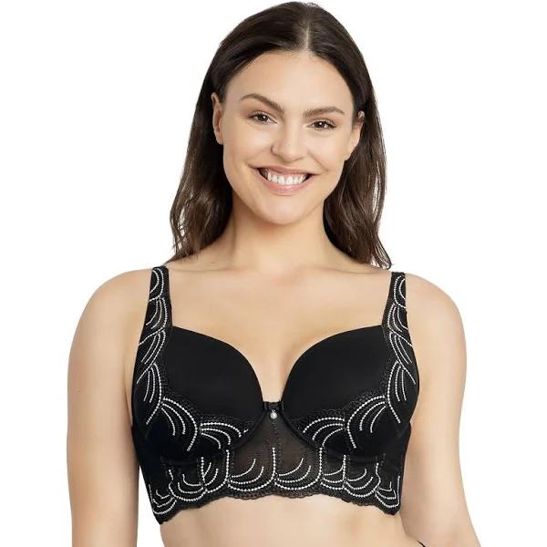 Parfait Pearl Underwired Longline Plunge Bra - Black - 12H