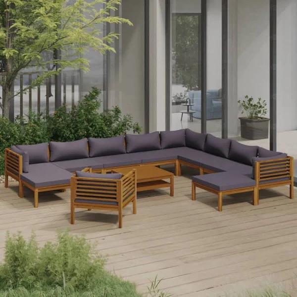 vidaXL 12 Piece Garden Lounge Set with Cushion Solid Acacia Wood