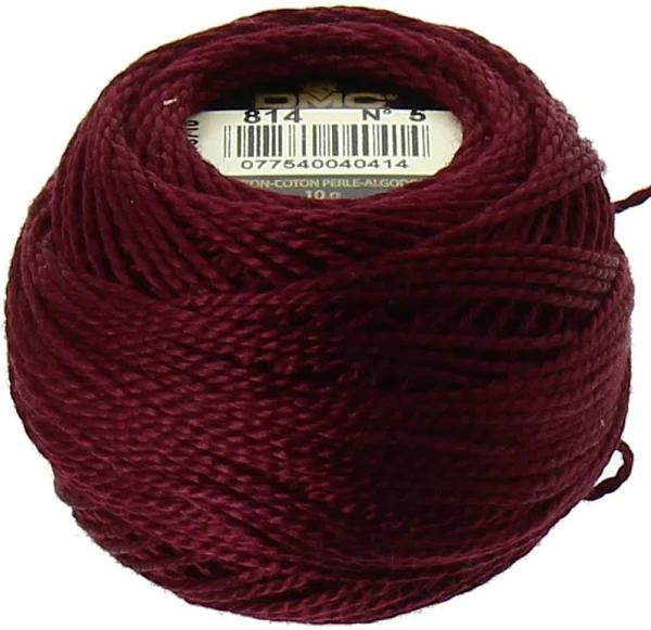 DMC Perle 5 Cotton #814 Dark Garnet 10g Ball 45m