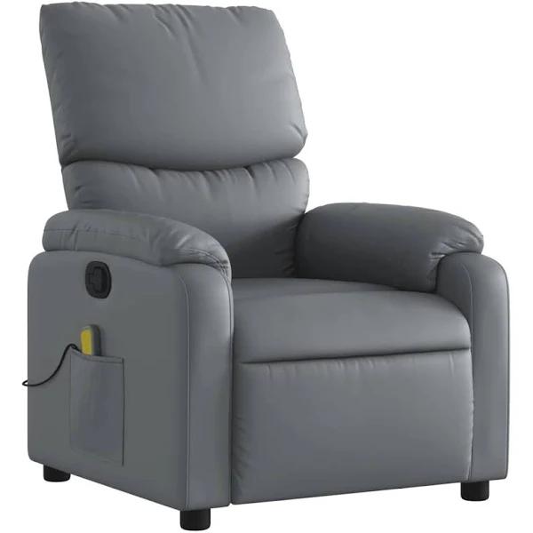 Massage Recliner Chair Grey Faux Leather vidaXL