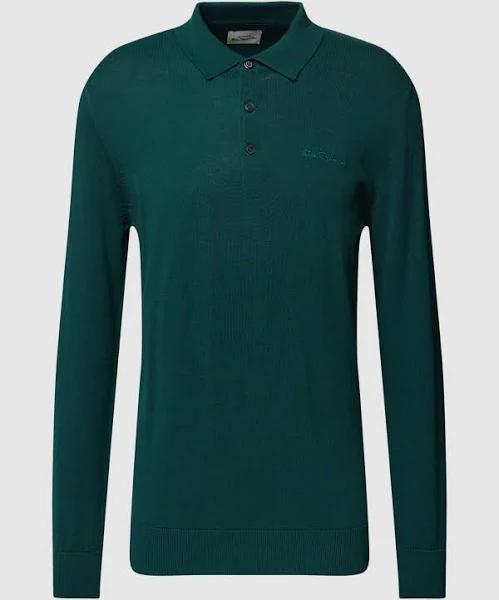 Ben Sherman Signature Long Sleeve Knitted Polo in Green XL