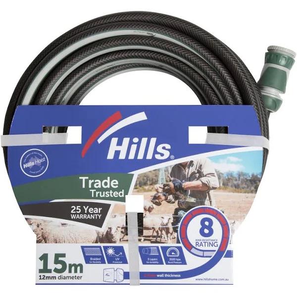 Hills Trade Trusted Garden Watering Hose Kink Resistant 12mm x 15m