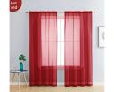 Pair of Hot Red Sheer Curtain 140x213cm Rod Pocket Voile Curtains