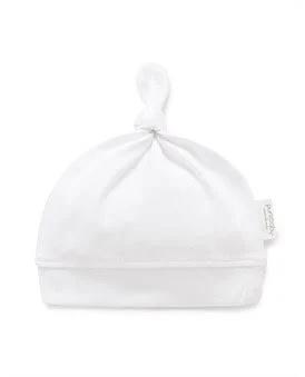 David Jones Purebaby Essentials Knot Hat in White, Size 2XS