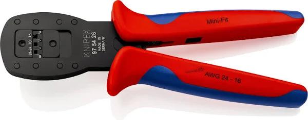 Knipex 97 54 26 Crimping Pliers For Micro Plugs Parallel Crimping For Mini-Fit Burnished With multi-component Grips, 190 mm