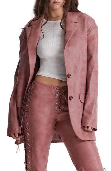 House of CB Oversize Faux Leather Blazer Warm Pink