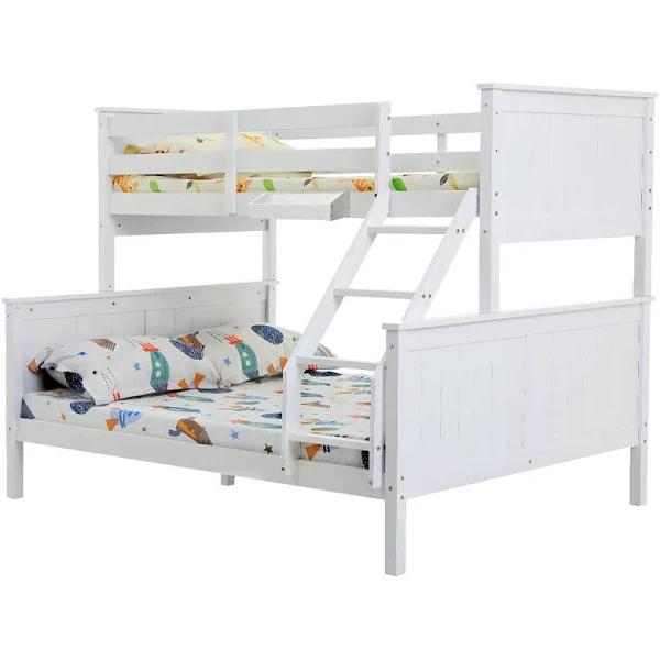 Kingston Slumber Triple Wooden Single Over Double Bunk Bed Frame For Kids, Convertible Design, White