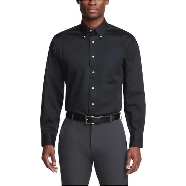 Van Heusen 13v521 Men's Twill Long Sleeve Dress Shirt - Black, M