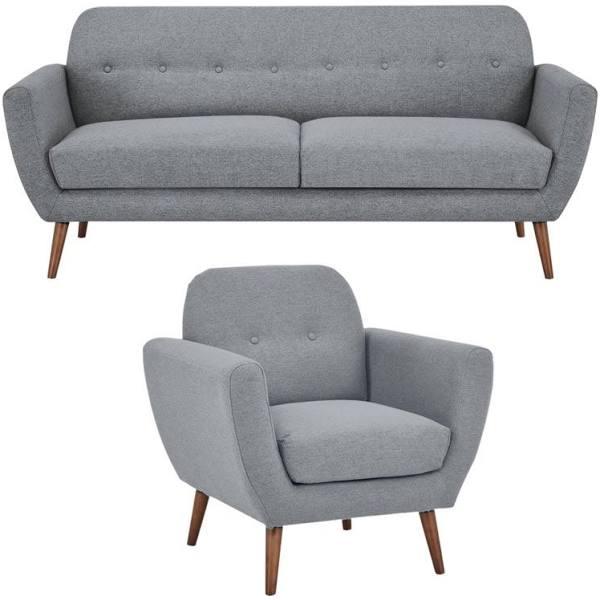 Lilliana 3 + 1 Seater Sofa Fabric Uplholstered Lounge Couch - Light Grey - Earn Everyday Rewards, AfterPay Available