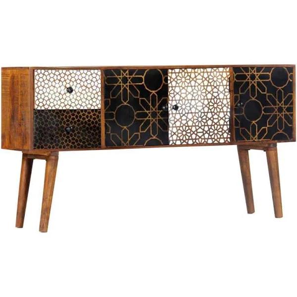 Stylish Wooden Side Cabinet Mid-century Style Sideboard 3 Door 2