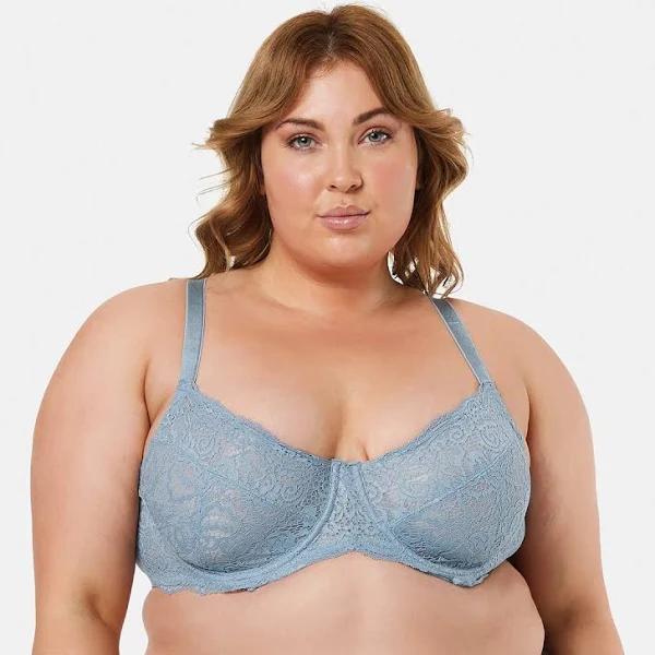 Kmart Full Figure Lace Soft Cup Bra-Slake Blue Size: 20C