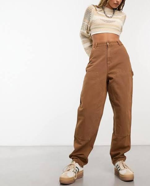 Carhartt WIP Amhurst High Waist Carpenter Pants in Brown