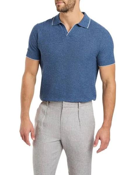 Marcs Bowie Knit Polo in Slate Blue XS