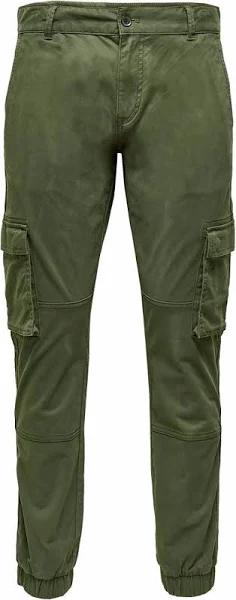 Only & Sons Cam Stage Cuff Cargo Pants Green 36 / 34 Man