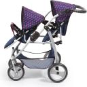 Bayer Twin Tandem Doll Pram Blue/Pink Hearts