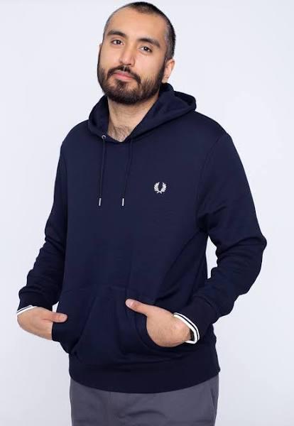 Fred Perry Tipped Hooded Sweatshirt - Navy - S - Men