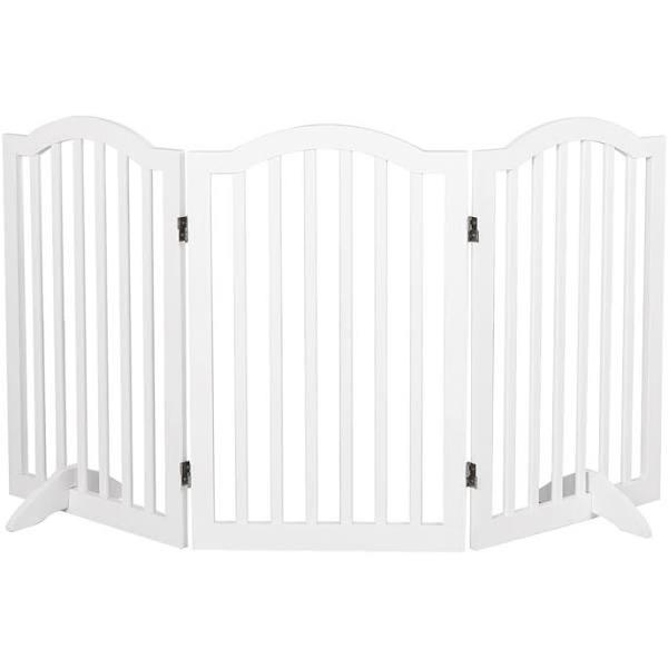 PaWz Wooden Pet Gate Dog Fence Safety Stair Barrier Security Door 3 Panels White