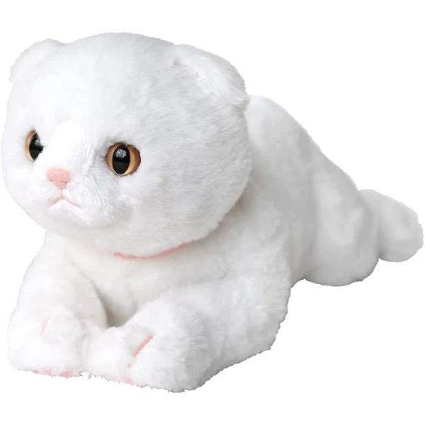 SUNLEMON Plush Doll Knee Cat Super Fluffy Scottish Fold White