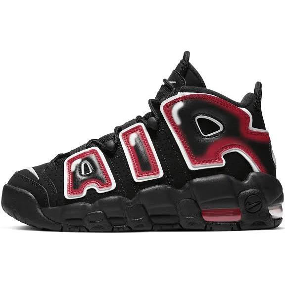 Nike Air More Uptempo Black White Laser Crimson (GS)