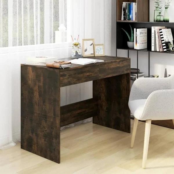 vidaXL Desk Smoked Oak 101x50x76.5 cm Engineered Wood