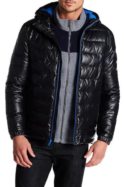 Cole Haan Men's Puffer Coat Black & Blue Puffer Jacket S