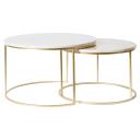 Set of 2 Luxe Coffee Table Round Marble Nesting Side Coffee Table