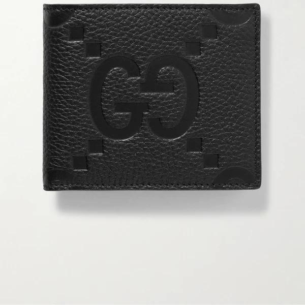 Gucci Monogrammed Full-Grain Leather Wallet - Men - Black Wallets