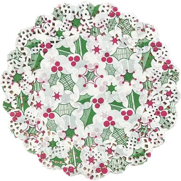 Christmas Holly Paper Doilies Table Placemat Decoration Party 16cm Pack of 20