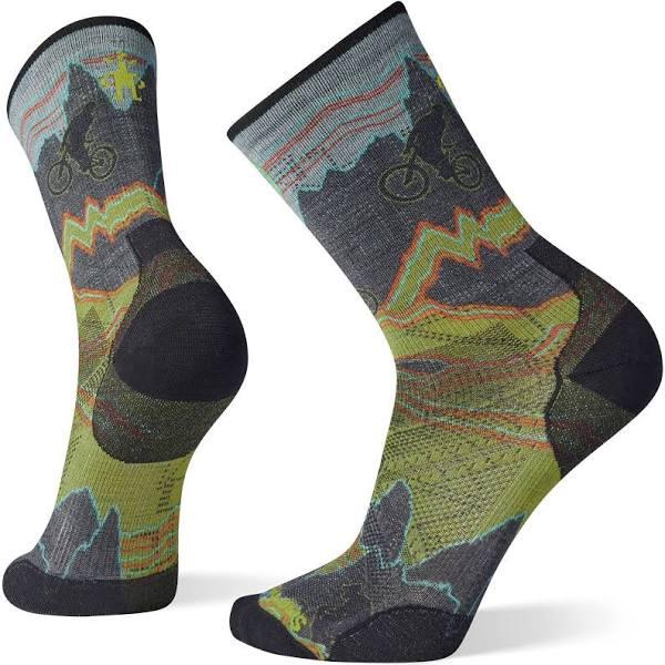 Smartwool Cycle Zero Cushion Print Crew Mens Socks - Graphite - M