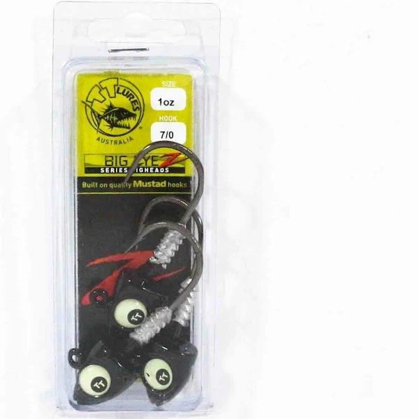 TT Lures Jighead Big Eyez 1oz #7/0 Black Glow Eyez