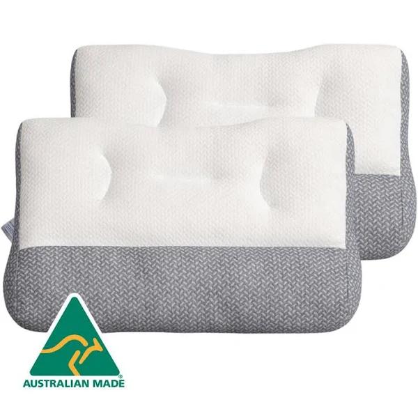 Luxor Australian Made Twin Pack Ergonomic Pillow Adjustable Contour Orthopedic Cervical Bed Pillow