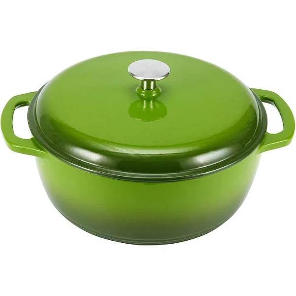 Amazon Basics Enameled Cast Iron Covered Round Dutch Oven, 4.1 Liters / 4.3 Quart, Green