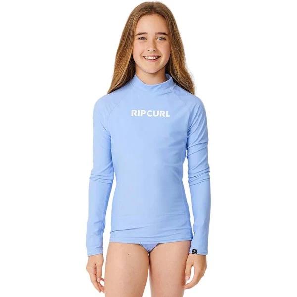 Classic Surf Long Sleeve Rash Vest - Girls (8-16 Years) Mid Blue / 10