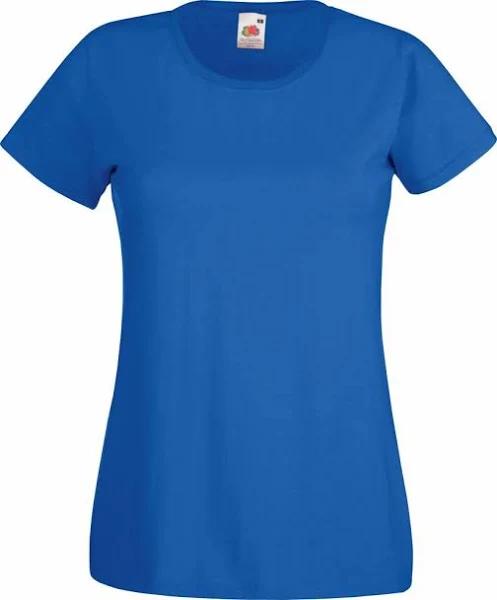 Women's 100% Cotton Lady-Fit T-Shirt Royal Blue - Fruit of The Loom 61-372-0 - Size S (10)