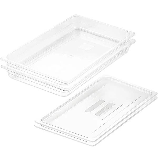 SOGA 65mm Clear Gastronorm GN Pan 1/1 Food Tray Storage Bundle of 2 with Lid