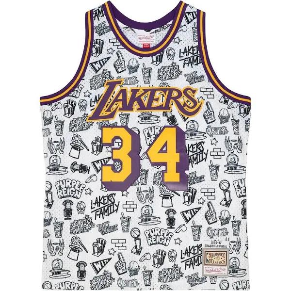 Mitchell & Ness 1996 Los Angeles Lakers Shaquille O'Neal #34 Doodle Swingman Jersey White