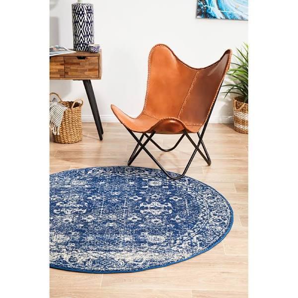 Oasis Navy Transitional Round Rug 240X240CM