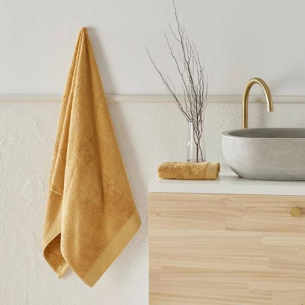 Adairs Navara Mustard Solid Bamboo Cotton Towel Range - Face Washer