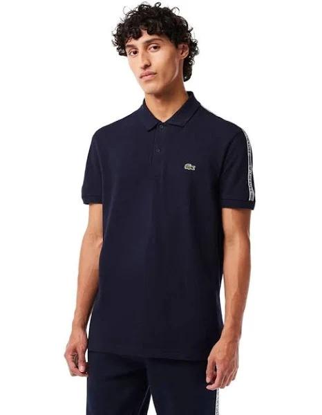 Lacoste Logo Tape Stretch Mini Pique Polo Shirt in Blue L