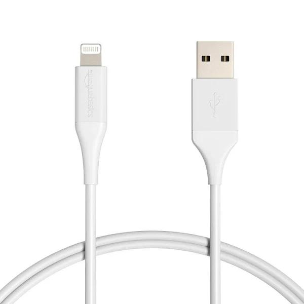 Amazon Basics iPhone Charger Cable, ABS USB-A to Lightning, MFi Certified, for Apple iPhone, iPad, 10,000 Bend Lifespan - White, 3-ft, 2-Pack