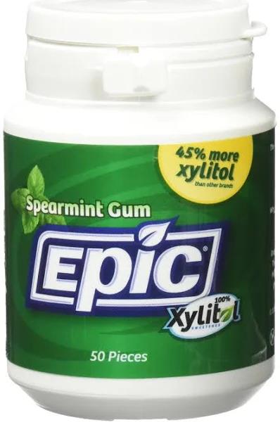 Epic Xylitol Sweetened Spearmint Gum, 50 Count